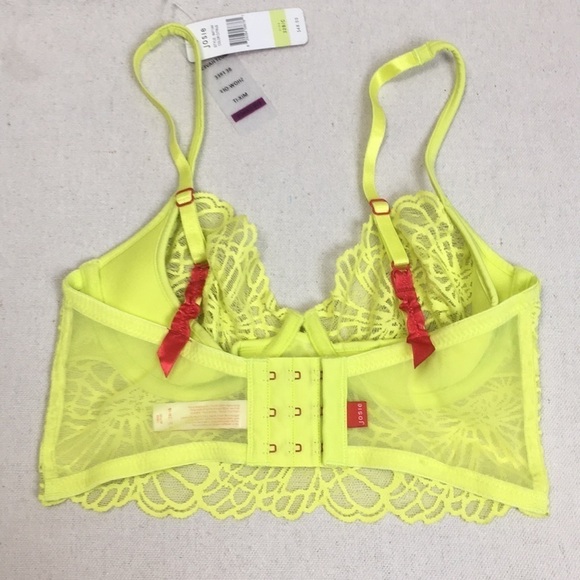 Josie Natori Bardot Lace Bra citrus Yellow  32b/c - Picture 7 of 11